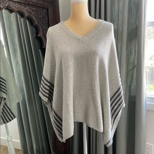 Anthropologie Isla Maude Winnie poncho in gray with black stripes. Size S/XS